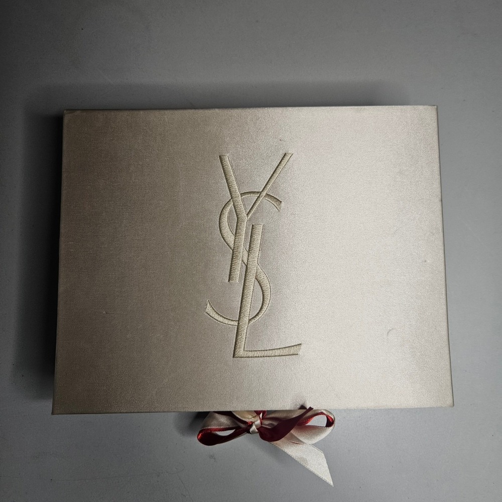 Yves Saint Laurent YSL Parfums Champagne Gold Satin Gift Box with Ribbon Tie